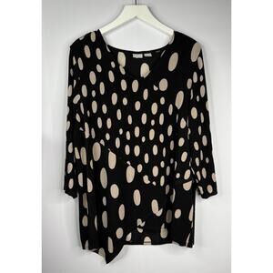 Chicos Travelers Women's Size 3 XL Tunic Asymmetric Dots Contemporary Slinky